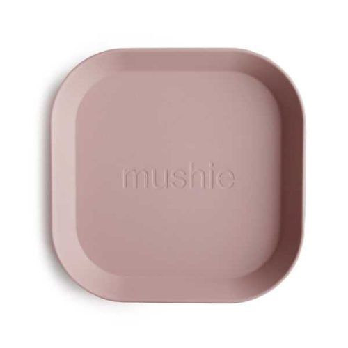 Mushie négyzetes lapos tányér - púderrózsaszín