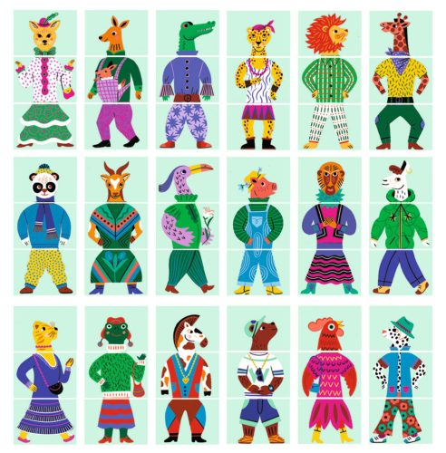 Fejlesztő játék - Állatdivat, 54 db-os - Eduludo Mix and Match Modanimo